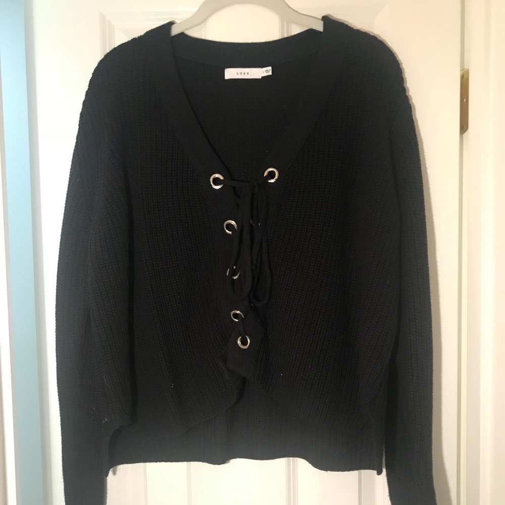 Black tie up shirt. only wore once!